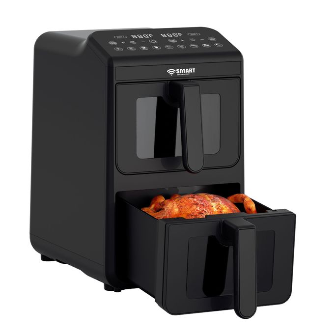 SMART TECHNOLOGY Air Fryer Double Panier Smart 10L Digital (STPE-889W) – 2460W, Sans Huile (80% de Gras en Moins) - Tactile- Design Élégant Noir / Garantie 3 Mois-6