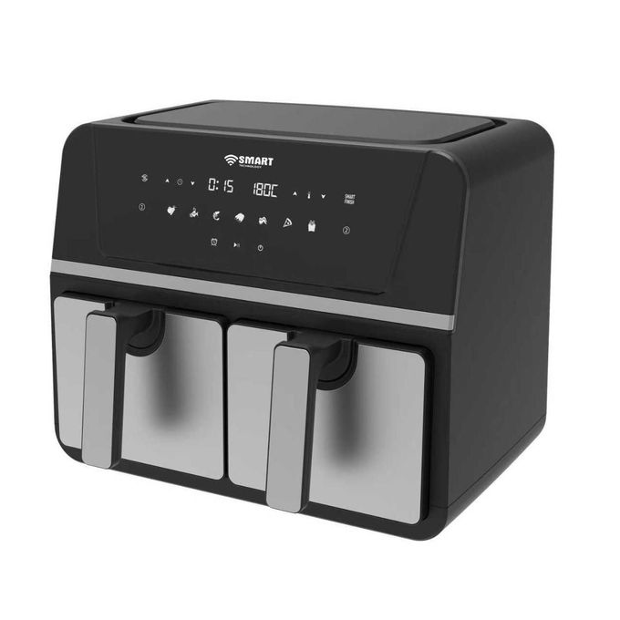 SMART TECHNOLOGY Air Fryer Double Panier Smart 9L Digital (STPE-887W) – 1700W, Sans Huile (80% de Gras en Moins) - Tactile- Design Élégant Noir / Garantie 3 Mois-3