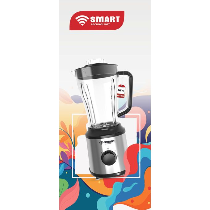 SMART TECHNOLOGY Blender Multifonctions (STPE-8034P) Avec Bol Incassable Résistant à L'eau /Moteur En Cuivre Pur- 600 W - 1.8 L-  Gris / Garantie 3-3