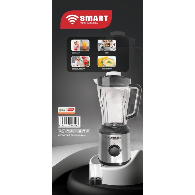 SMART TECHNOLOGY Blender Multifonctions (STPE-8034P) Avec Bol Incassable Résistant à L'eau /Moteur En Cuivre Pur- 600 W - 1.8 L-  Gris / Garantie 3-7