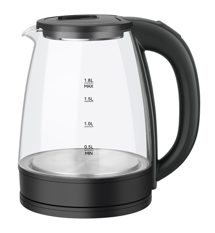 SMART TECHNOLOGY Bouilloire Électrique En Verre Transparent - Sans Fil Automatique _STPE-991V_Haute Puissance, 1500W, 1.8L, Protection Contre L'Ébullition À Sec, Écologique/ Finition noire épurée / Garantie 3 Mois-3