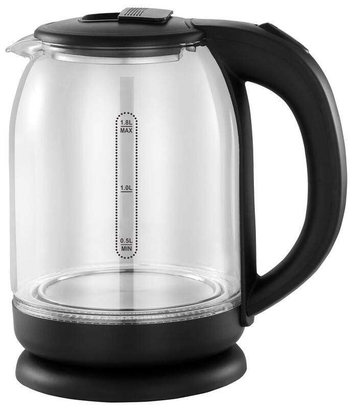 SMART TECHNOLOGY Bouilloire Électrique En Verre Transparent - Sans Fil Automatique _STPE-991VL_Haute Puissance, 1500W, 1.8L, Protection Contre L'Ébullition À Sec, Écologique/ Finition noire épurée / Garantie 3 Mois-3