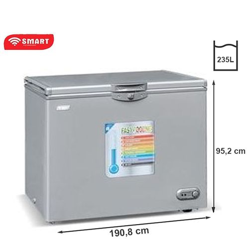 SMART TECHNOLOGY Congélateur Couché Avec Vitre à L Intérieur STCC-275V - 235 L - GRIS - Garantie 12 Mois