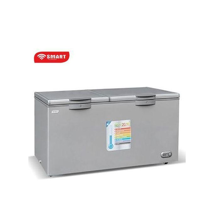 SMART TECHNOLOGY Congélateur Horizontal 2 Battants 520L(STCC-640VW) – Avec Vitre Blanche à L’Intérieur / Grille à L'Arrière / Gris - Garantie 12 Mois-2