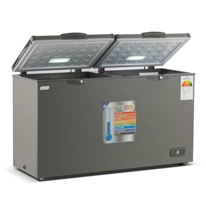 SMART TECHNOLOGY Congélateur Horizontal 2 Battants Avec Pack de Froid (COOL PACK) – 370L – Modèle STCC-525 _Finition grise _Avec Grille Arrière – Système de verrouillage inclus – Garantie 12 mois-3