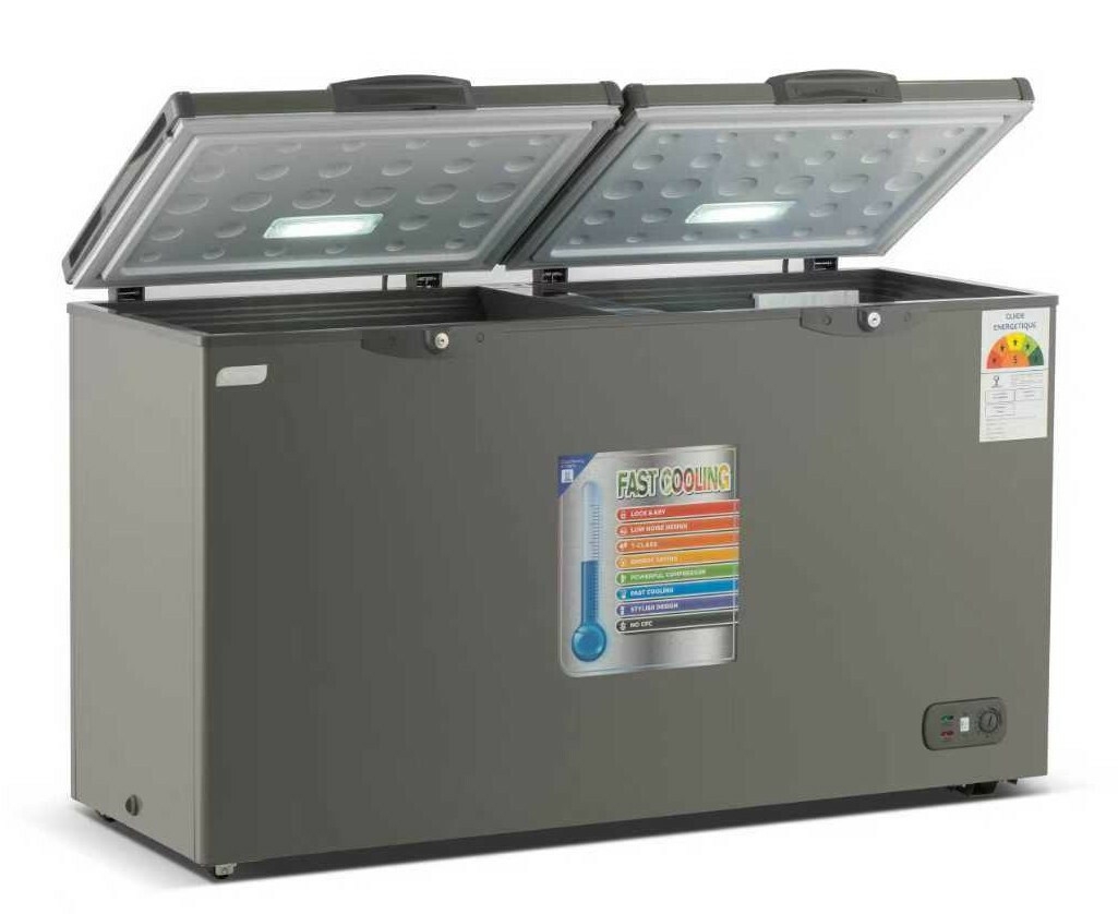 SMART TECHNOLOGY Congélateur Horizontal 2 Battants Avec Pack de Froid (COOL PACK) – 370L – Modèle STCC-525 _Finition grise _Avec Grille Arrière – Système de verrouillage inclus – Garantie 12 mois-4