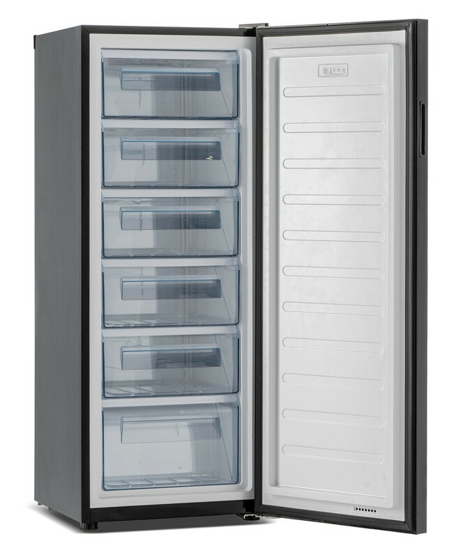 SMART TECHNOLOGY Congélateur Vertical Smart 190 Litres (STCD-348) – Design Argent Élégant avec 6 Tiroirs, Poignée raffinée, Système de Verrouillage par Clé, Grille à l'arrière et Garantie 12 Mois.-6