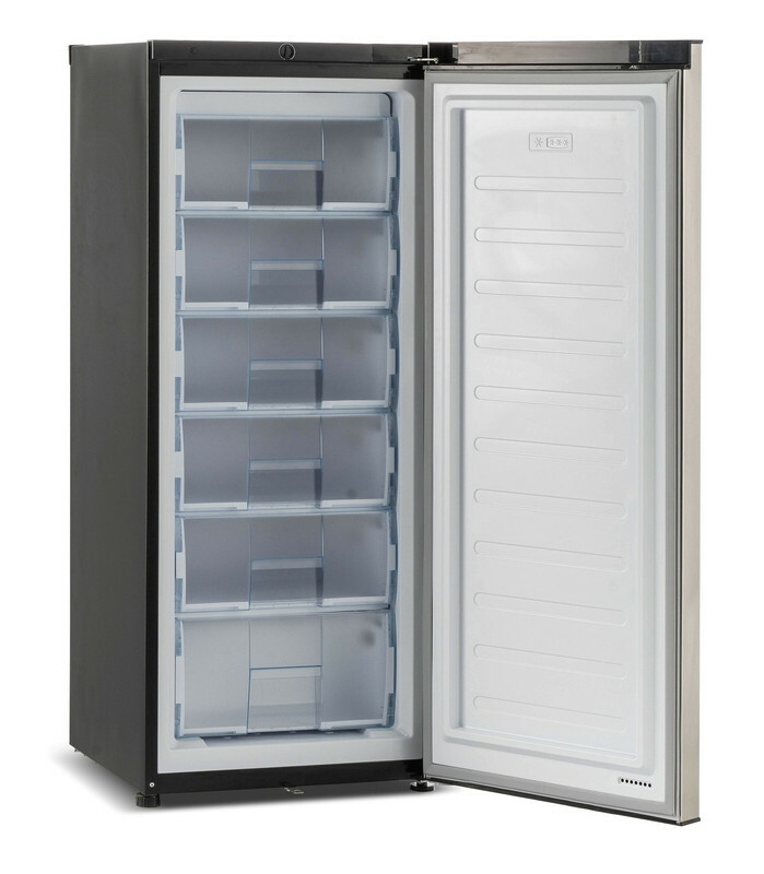 SMART TECHNOLOGY Congélateur Vertical Smart 220L (STCD-328) – Design Gris Élégant avec 6 Tiroirs, Poignée raffinée, Système de Verrouillage par Clé, Grille à l'arrière et Garantie 12 Mois.-6