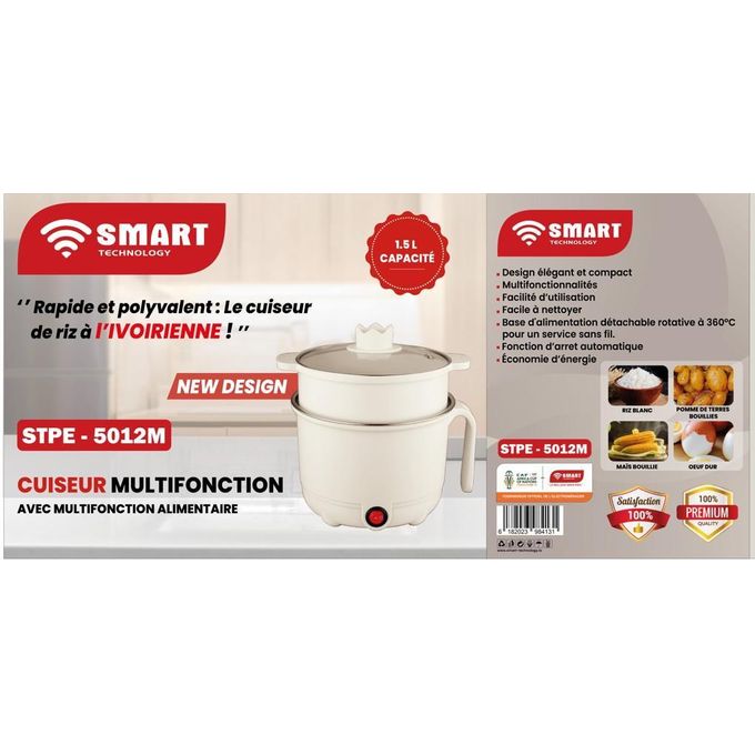 SMART TECHNOLOGY Cuiseur à Riz Multifonction Alimentaire (STPE-5012M) -1,5 Litres- 600W- Beige/ Garantie 3 Mois.-3