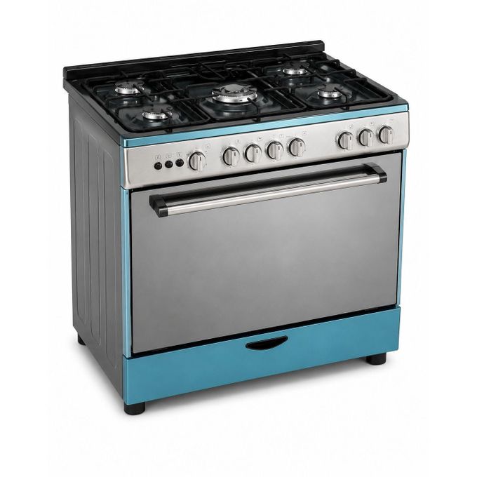 SMART TECHNOLOGY Cuisinière À Gaz 5 Feux Automatique Avec Four, Gril & Couvercle En Verre (STC-9060MS) Plateau Inclus - Inox - Garantie 6 Mois.-3