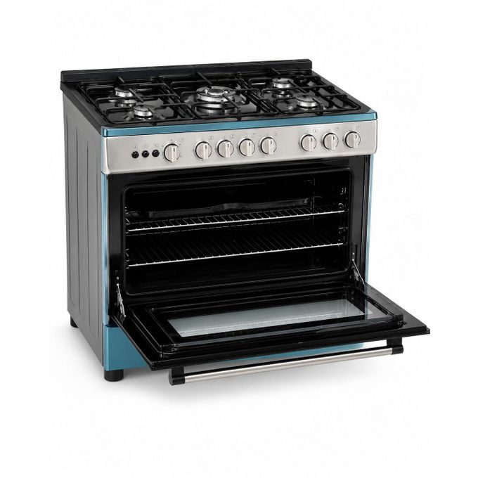 SMART TECHNOLOGY Cuisinière À Gaz 5 Feux Automatique Avec Four, Gril & Couvercle En Verre (STC-9060MS) Plateau Inclus - Inox - Garantie 6 Mois.-4