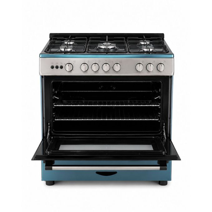 SMART TECHNOLOGY Cuisinière À Gaz 5 Feux Automatique Avec Four, Gril & Couvercle En Verre (STC-9060MS) Plateau Inclus - Inox - Garantie 6 Mois.-5