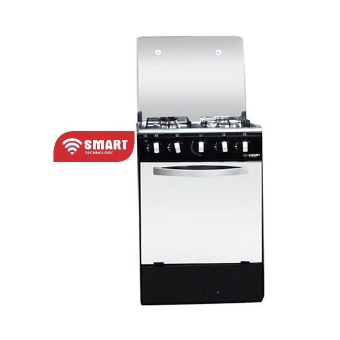 SMART TECHNOLOGY Gazinière 4 Feux -Grand Four- STC-5050B - 50 X 50 Cm – Avec Couverture Vitrée-Blanc/Noir - Garantie 6 Mois-2