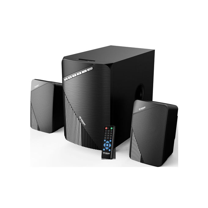 SMART TECHNOLOGY Haut-Parleur Multimédia 2.1 CH (STH-6677M) - 28W / LED/ Bluetooth/ AUX/ FM/ SD/ USB/ Télécommande/ Design Noir - Garantie 3 Mois.-3