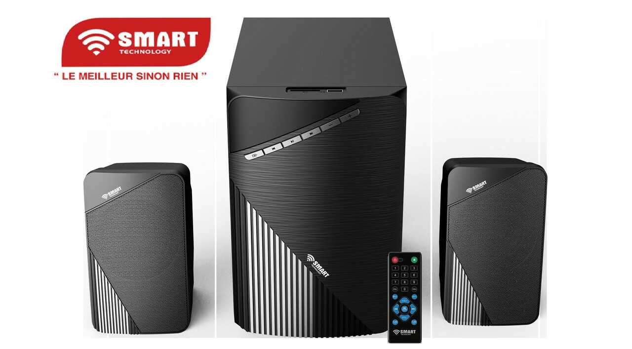 SMART TECHNOLOGY Haut-Parleur Multimédia 2.1 CH (STH-6677M) - 28W / LED/ Bluetooth/ AUX/ FM/ SD/ USB/ Télécommande/ Design Noir - Garantie 3 Mois.-5