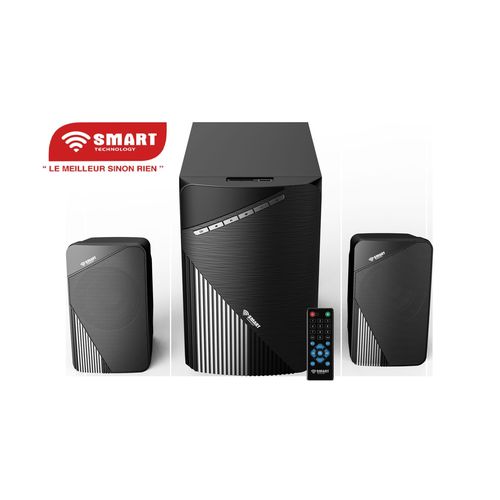 SMART TECHNOLOGY Haut-Parleur Multimédia 2.1 CH (STH-6677M) - 28W / LED/ Bluetooth/ AUX/ FM/ SD/ USB/ Télécommande/ Design Noir - Garantie 3 Mois.