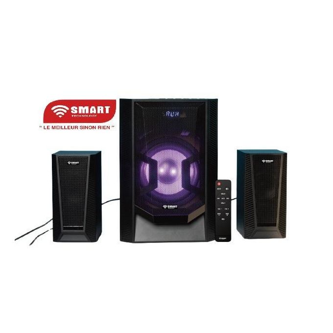 SMART TECHNOLOGY Haut-Parleur Multimédia 2.1 CH (STH-8877M) - 60W / LED/ Bluetooth/ AUX/ FM/ SD/ USB/ Télécommande/ Design Noir - Garantie 3 Mois.-2