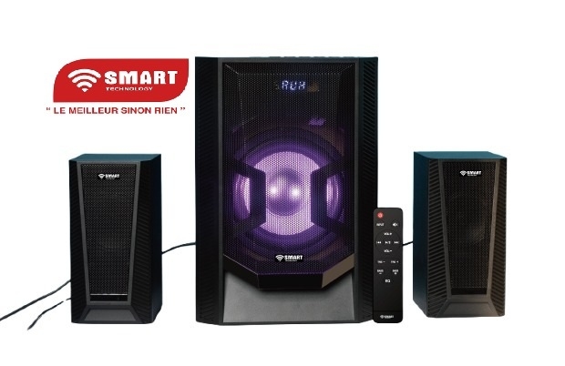 SMART TECHNOLOGY Haut-Parleur Multimédia 2.1 CH (STH-8877M) - 60W / LED/ Bluetooth/ AUX/ FM/ SD/ USB/ Télécommande/ Design Noir - Garantie 3 Mois.-6