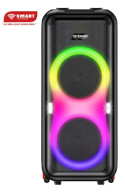 SMART TECHNOLOGY Haut-Parleur Rechargeable -STHP-0100E -1000W- 2x10'' – Bluetooth – USB – AUX – 2xMicros – Télécommande – Noir –Garantie 3 Mois-7