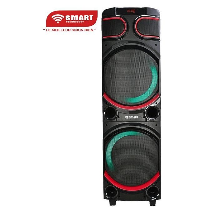 SMART TECHNOLOGY Haut-Parleur Rechargeable -STHP-3080E -1000W- 2x10'' – Bluetooth – USB – AUX – 2xMicros – Télécommande – Noir –Garantie 3 Mois-2