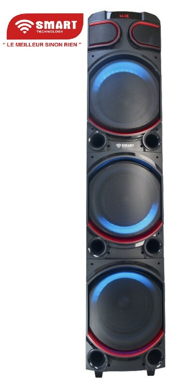SMART TECHNOLOGY Haut-Parleur Rechargeable -STHP-3100E -1000W- 3x10'' – Bluetooth – USB – AUX – 2xMicros – Télécommande – Noir –Garantie 3 Mois-4