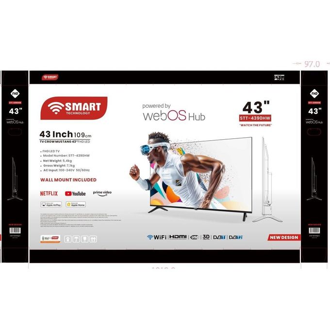 SMART TECHNOLOGY LED TV 43" Avec Webos (STT-4390HW) -Wifi-Netfl-YouTube-Prime Vidéo/ 2 Télécommandes (1 Télécommande Sans Vocale + 1 Télécommande Souris Vocale) / HDMI-USB-3D-DV3T-DV3T2-Noir / Garantie 12 Mois.-3