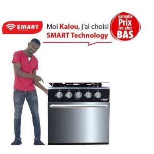 SMART TECHNOLOGY Mini Four 4 Feux Semi-Inox - Stmf-4 - Avec Four Vitre Miroir - 50 X 50 Cm - Noir - Garantie 6 Mois