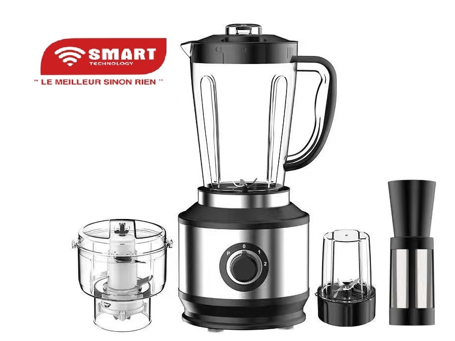 SMART TECHNOLOGY Mixeur Électrique Incassable Gris 4 En 1 (STPE-8039) - Moteur En Cuivre Pur -Puissance Turbo 600W - 2.5L – 2 Vitesses -Garantie 3 Mois.-4