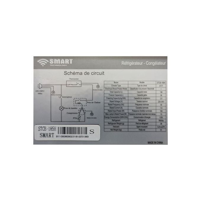 SMART TECHNOLOGY Réfrigérateur Combiné - STCB-185H - 136 L - Argent - 12 Mois De Garantie-6