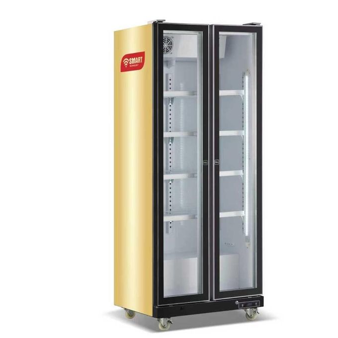 SMART TECHNOLOGY Refroidisseur Vertical Vitré 2 Battants Smart 600L Modèle_STCDV-660, Éclairage LED, Contrôle Digital, Design Jaune/Noir, Avec l’intérieur blanc– Garantie 12 mois-2
