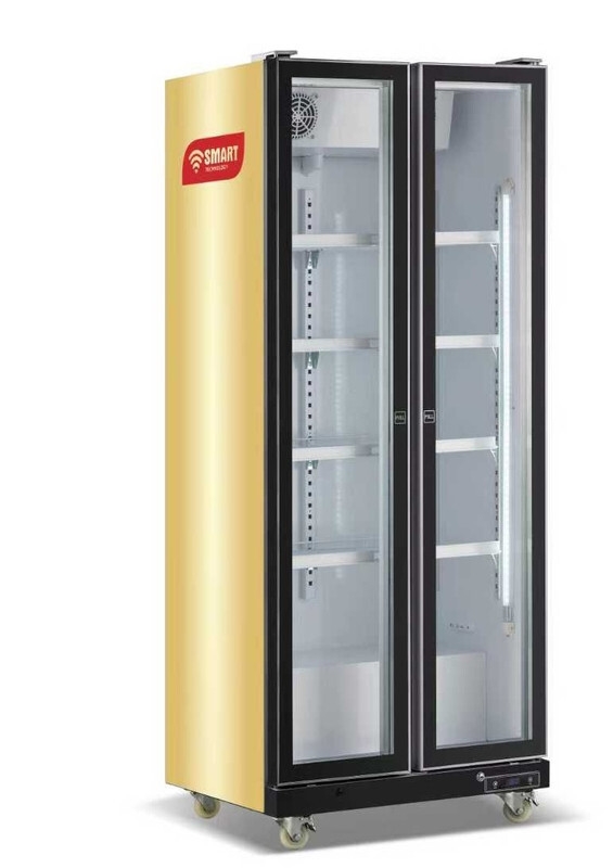 SMART TECHNOLOGY Refroidisseur Vertical Vitré 2 Battants Smart 600L Modèle_STCDV-660, Éclairage LED, Contrôle Digital, Design Jaune/Noir, Avec l’intérieur blanc– Garantie 12 mois-3