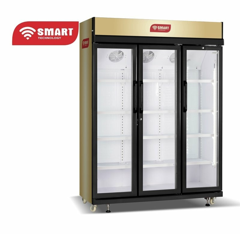 SMART TECHNOLOGY Refroidisseur Vertical Vitré 3 Battants - STCDV-3300 - Avec Clef - 923L - Blanc-Noir - 12 Mois De Garantie-3