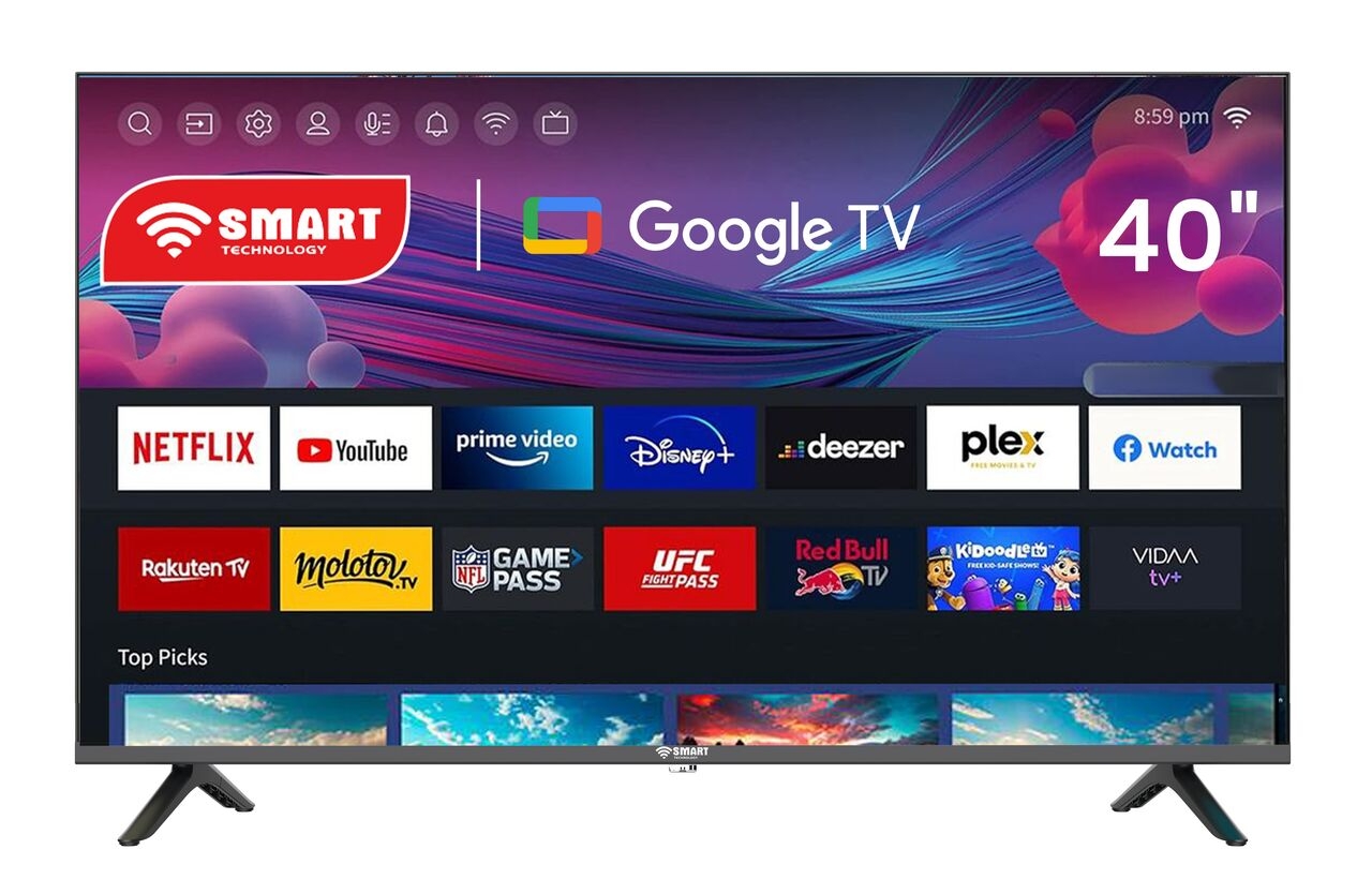 SMART TECHNOLOGY TV LED 40" /Google TV + Support mural offert (STT-4081E)- FHD, WiFi, Bluetooth, Apps (Netfl /YouTube /Prime Video /Disney+) - 2x HDMI- 2x USB, 1 Télécommande Slim avec Option Vocale- Noir (Garantie de 12 mois)-5