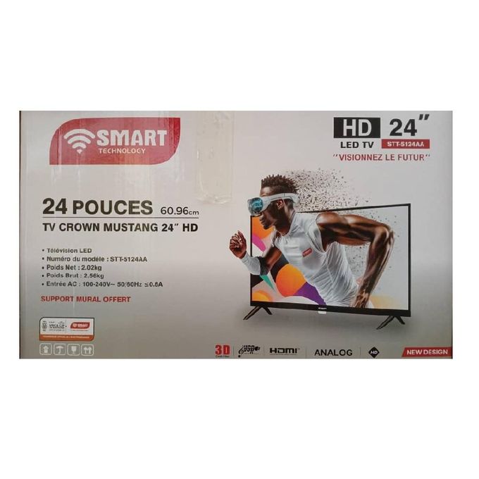 SMART TECHNOLOGY TV LED HD - 24" ATV Avec Support Mural Offert  (STT-5124AA)-SLIM TV/ 1HDMI/ 1USB/ AV / Analogique -Noir - 12 Mois De Garantie-3