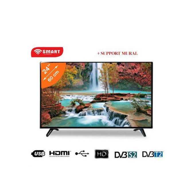 SMART TECHNOLOGY TV LED HD - 24" ATV Avec Support Mural Offert  (STT-5124AA)-SLIM TV/ 1HDMI/ 1USB/ AV / Analogique -Noir - 12 Mois De Garantie-4