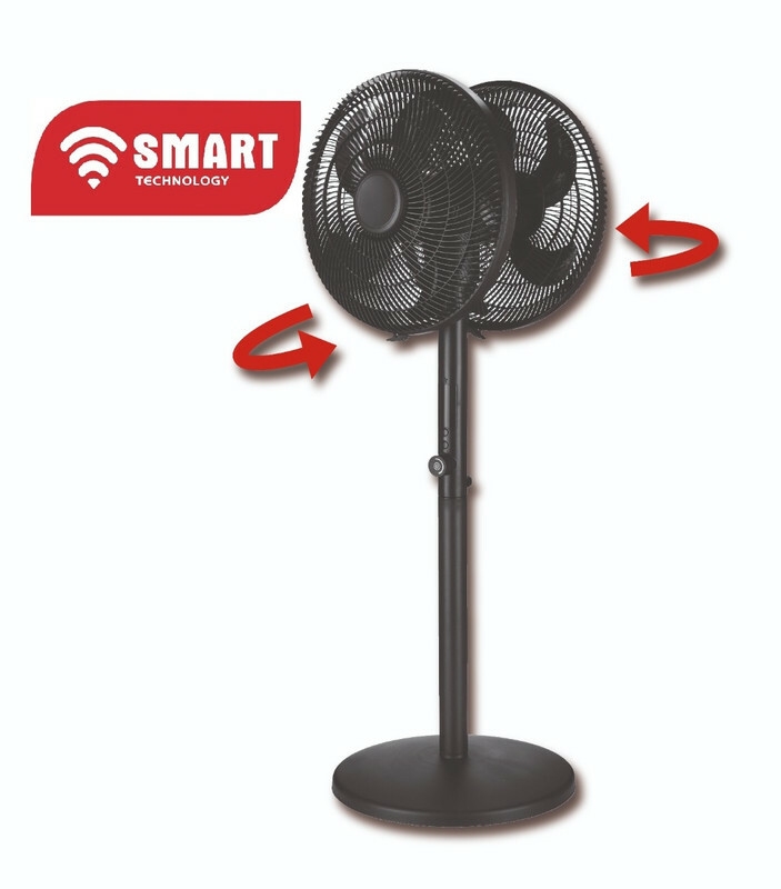 SMART TECHNOLOGY Ventilateur sur Pied Double Tête 16’’ STV-D1655TRC – Noir – 5 Pales – Télécommande – 3 Vitesses – 120W – Avec 1 Mois de Garantie-3