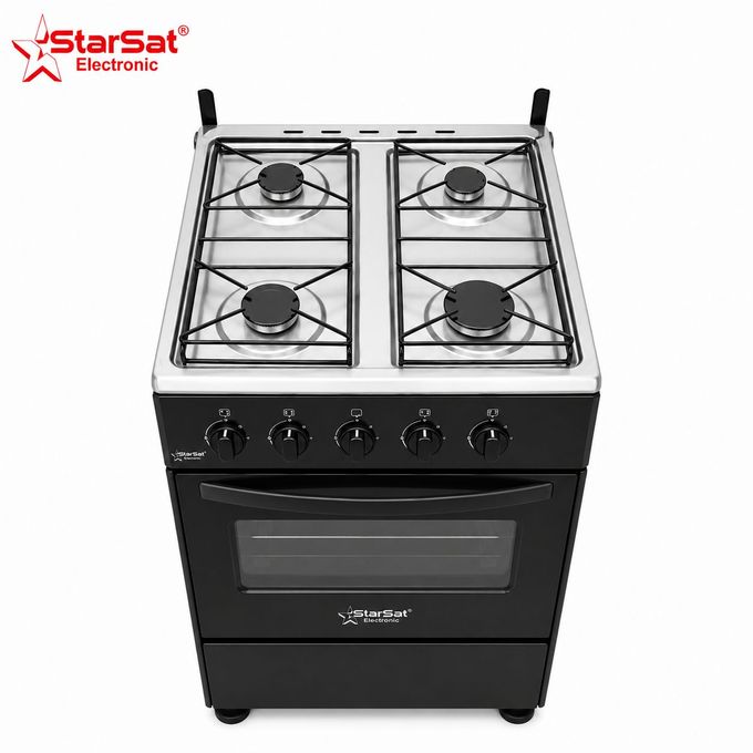 Starsat Cuisinière À Gaz 50X50 - 4 Feux - Grill - deux Plateaux Dans Le Four - Garantie 12 Mois / Modèle BL1-1