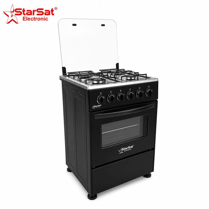 Starsat Cuisinière À Gaz 50X50 - 4 Feux - Grill - deux Plateaux Dans Le Four - Garantie 12 Mois / Modèle BL1-3