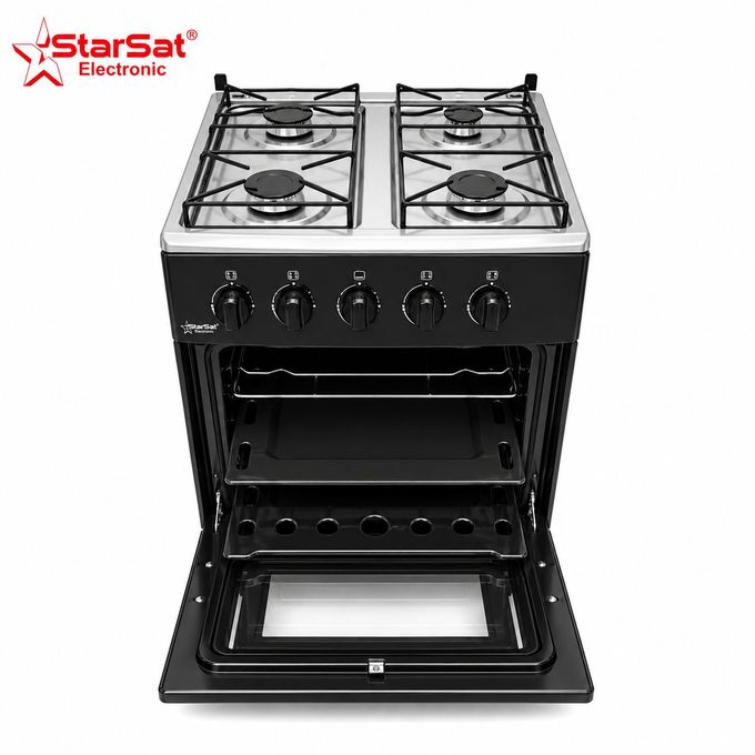 Starsat Cuisinière À Gaz 50X50 - 4 Feux - Grill - deux Plateaux Dans Le Four - Garantie 12 Mois / Modèle BL1-4
