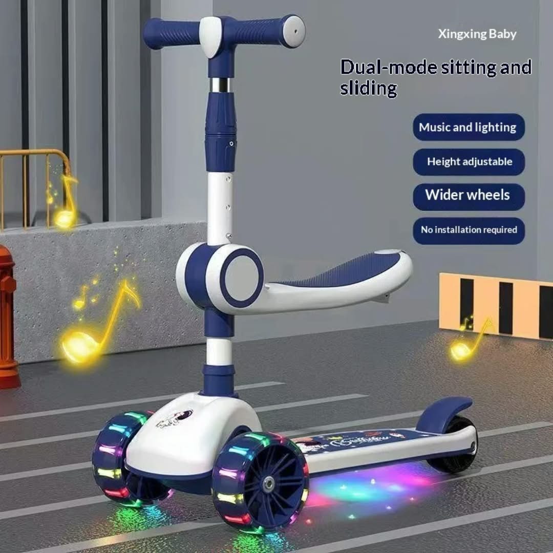 Trottinette Avec siège pour enfants de 4 à 6ans, garçons et filles - Bleu