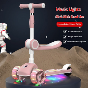 Trottinette Avec siège pour enfants de 4 à 6ans, garçons et filles - Rose