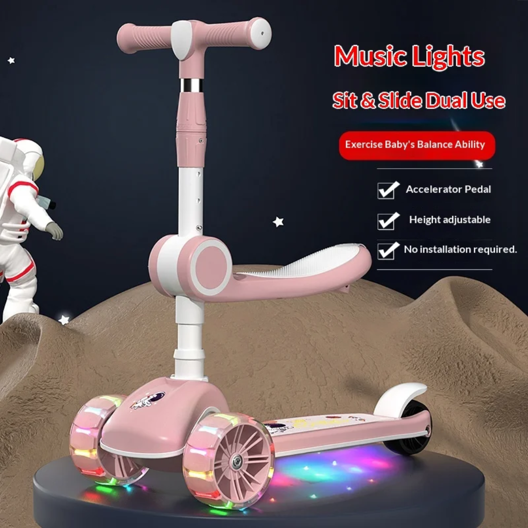 Trottinette Avec siège pour enfants de 4 à 6ans, garçons et filles - Rose