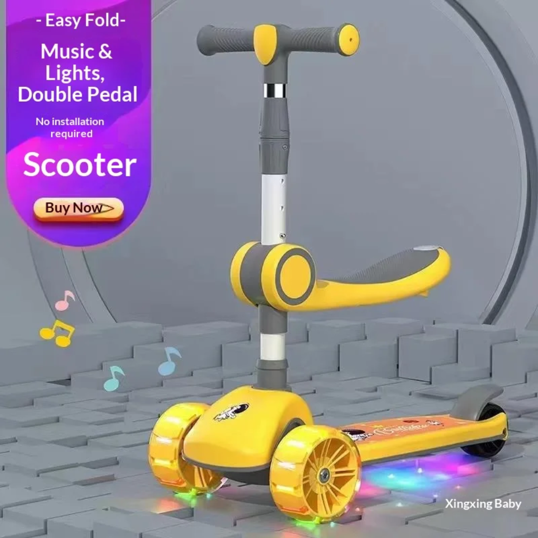 Trottinette Avec siège pour enfants de 4 à 6ans, garçons et filles - Rose
