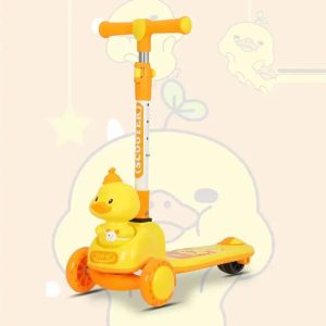 Trottinette pour enfants de 4 à 6ans, garçons et filles - Musique et lumière- Jaune