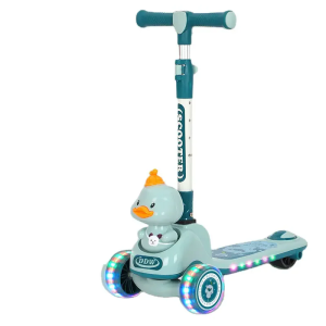 Trottinette pour enfants de 4 à 6ans, garçons et filles - Musique et lumière- Vert