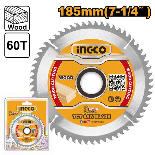 Ingco LAME DE SCIE CIRCULAIRE TCT 185 X 20mm 60T   TSB118513