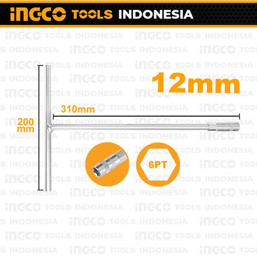 Ingco CLE A DOUILLE A POIGNEE EN T 12mm (200 X 310 Mm)