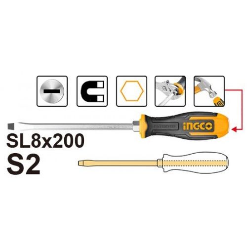 Ingco TOURNEVIS A FRAPPER A FENTE LAME RONDE 200mm