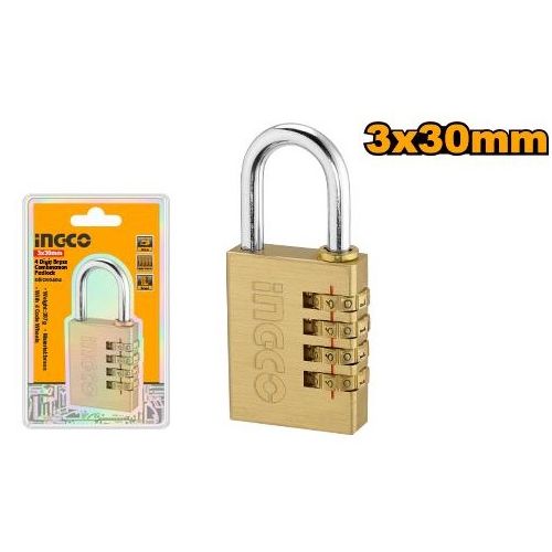 Ingco CADENAS A COMBINAISON EN LAITON A 3CHIFFRES 3X30mm DBCK0303