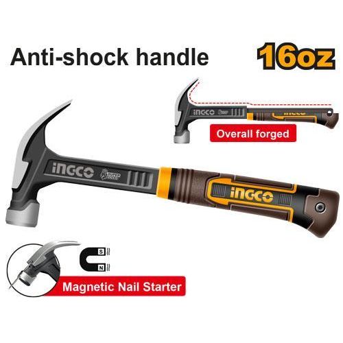 Ingco MARTEAU ARRACHE CLOU 450g (16 OZ) INDUSTRIEL HCH81016L